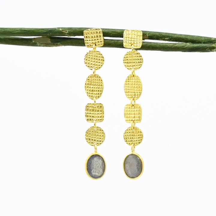 Bria Øreringe Guld Belagt - Labradorit for engroshandel hos Schmuckoo Berlin