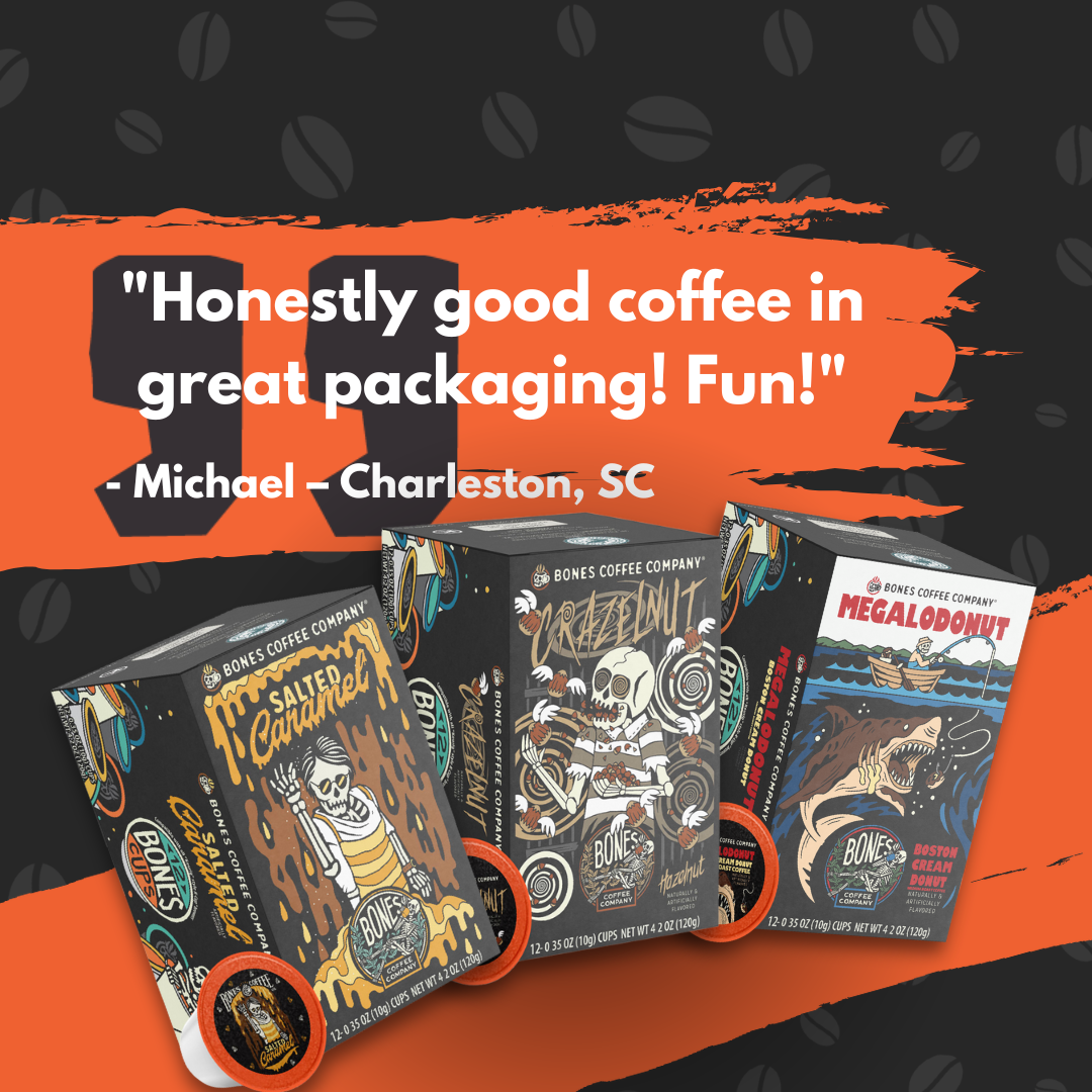 Bones Coffee Company - Wholesale Coffee Pods - Crazelnut Coffee Pods | 12 Count | Flavored Coffee Pods3