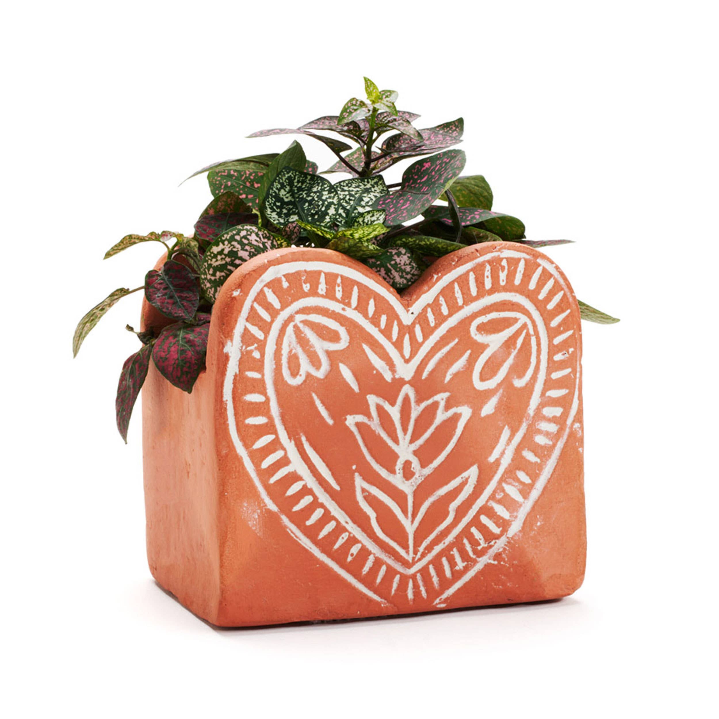 Matr Boomie Fair Trade - Wholesale Plant Pot - Vasanta Heart Planter with Drainage - Terracotta1