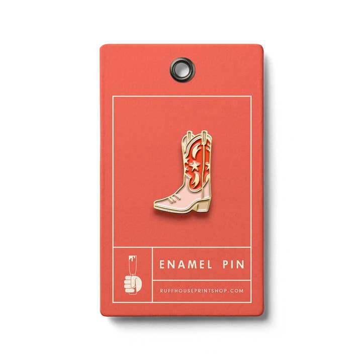 Ruff House Print Shop - Wholesale Lapel Pin/Button - Cowboy Boot Enamel Pin