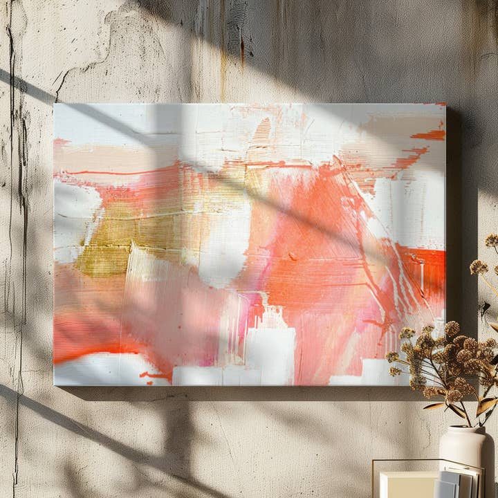Desert Sunrise: An abstract art print in gold and pinks for wholesale by Alyssa Hamilton Art