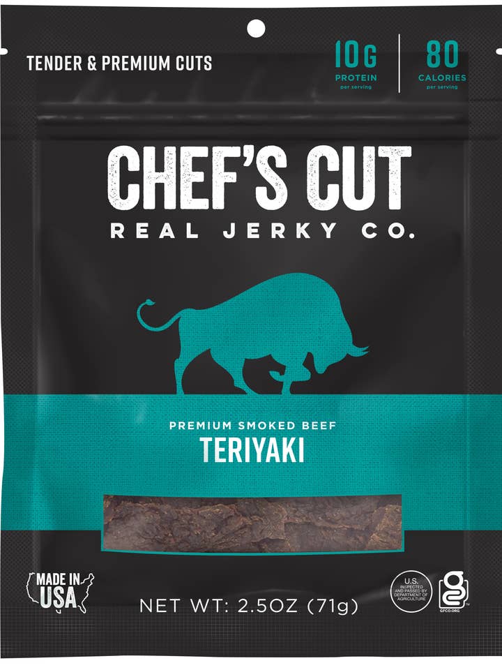 Jerky de boeuf Teriyaki à l'asiatique pour la vente par KRAVE & Chef's Cut Real Jerky
