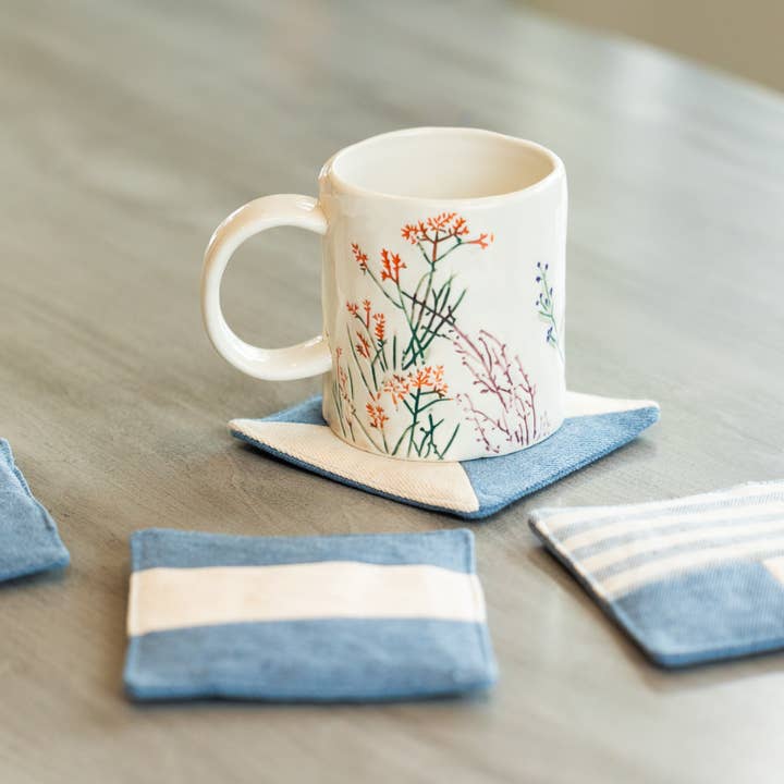 Upcycled Denim Coasters for wholesale by Upavim Crafts