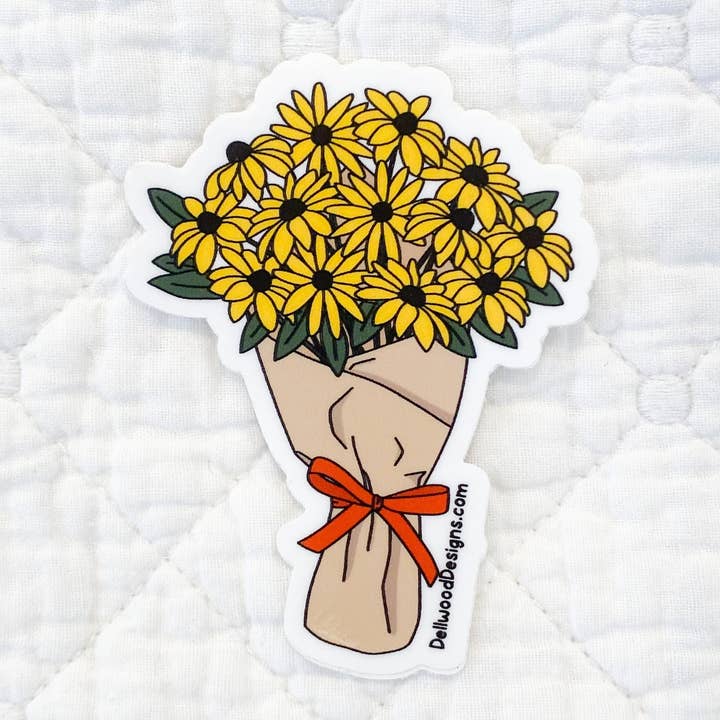 Black Eyed Susan Bouquet Sticker for wholesale by Dellwood Designs