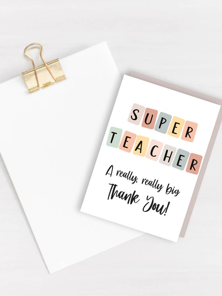 Super Teacher Thank You Card for wholesale by Três Paper Co
