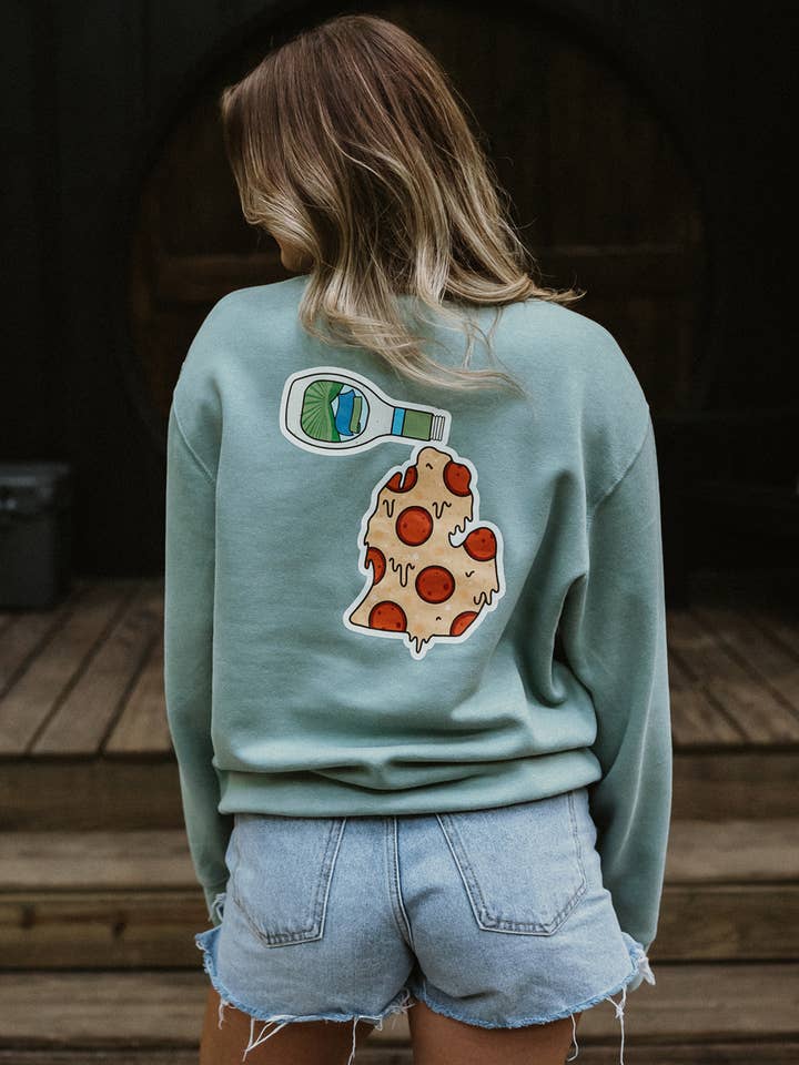 Stuck on Michigan - Vente Sweat-shirt à imprimés – femme - Sweatshirt unisexe en molleton à col rond Michigan Pizza + Ranch©