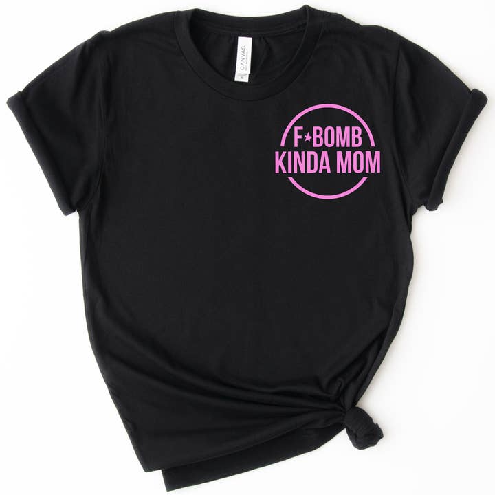 Sweetees Apparel - Wholesale Screen Printed T-Shirt - Women's - F-Bomb Kinda Mom Tee - Black w/ Pink Print