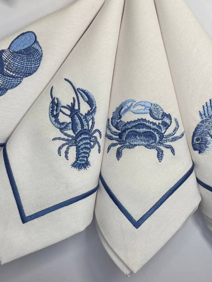Embroidered Napkins Premium Quality 16x16'' - Sea for wholesale by Handmade Originals Ukraine
