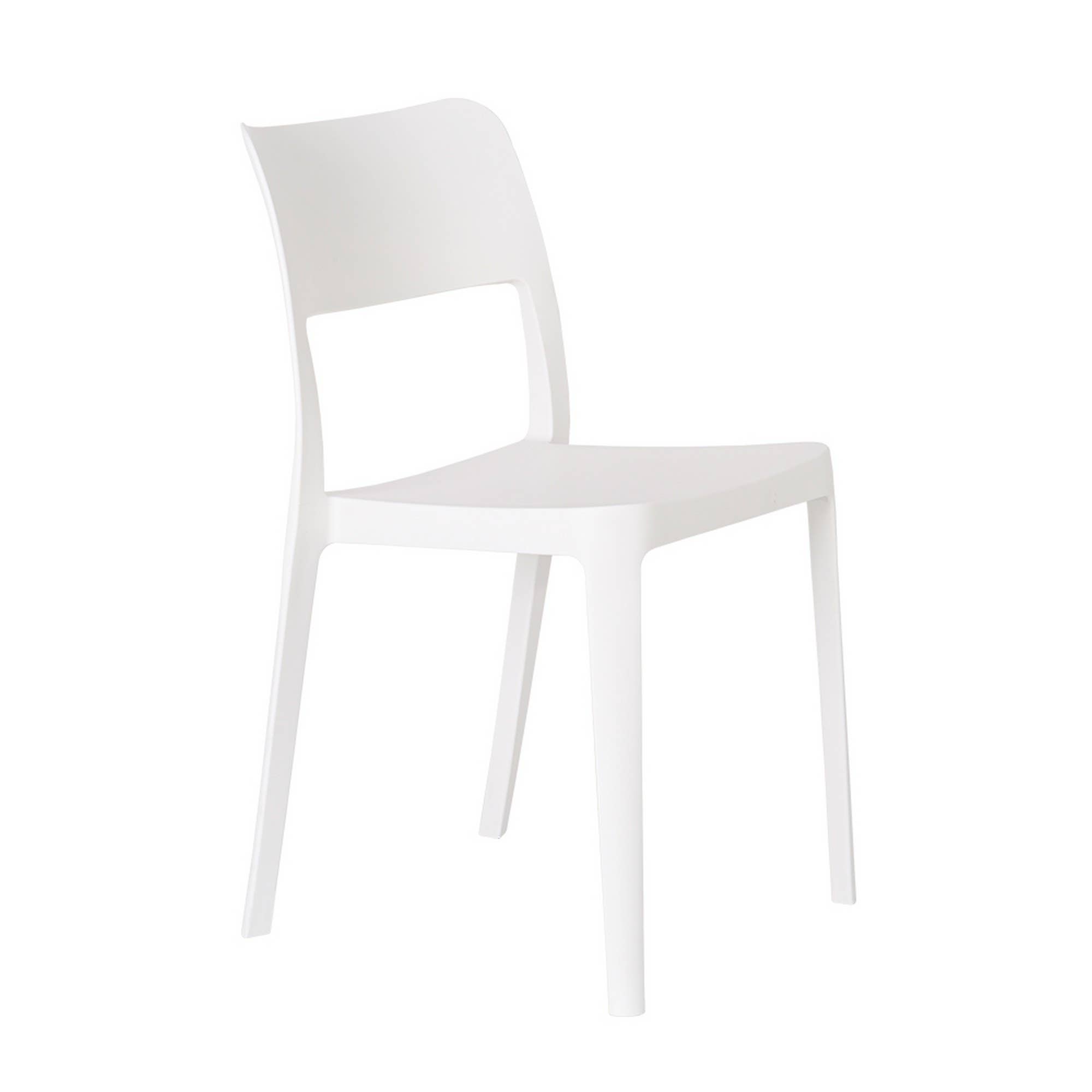 HomeRoots - Wholesale Outdoor Chair - Set of Two White Heavy Duty Plastic Outdoor Stacking Accent Chairs3