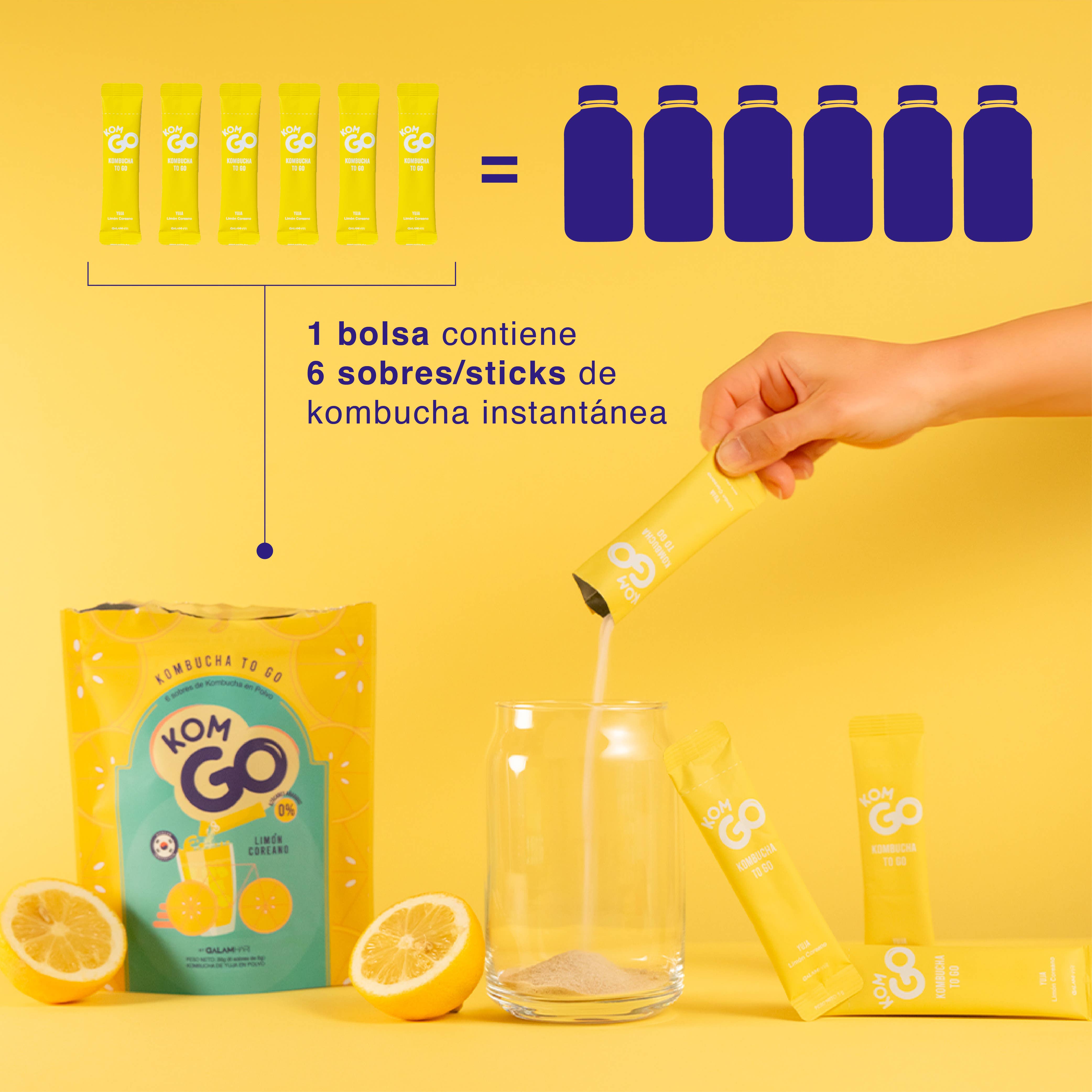 Komgo – wholesale Kombucha – Doypack with 6 Kombucha Powder Sticks - Korean Lemon7