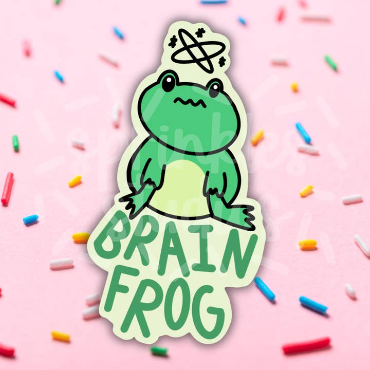 Brain Frog Vinyl Sticker for wholesale by Sprinkles Studios
