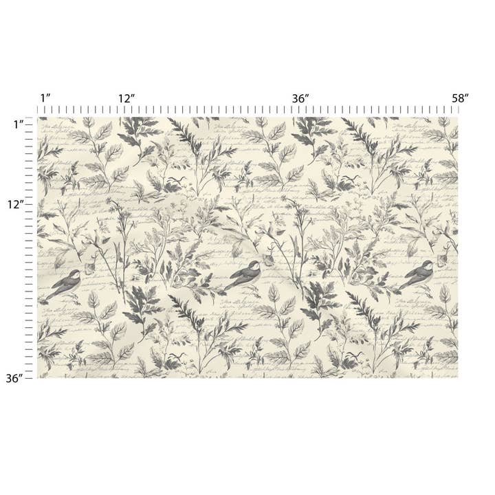 Vintage Botanical Script Toile 4 - Natural Fiber Fabric by the Yard for wholesale by FabricSmiths