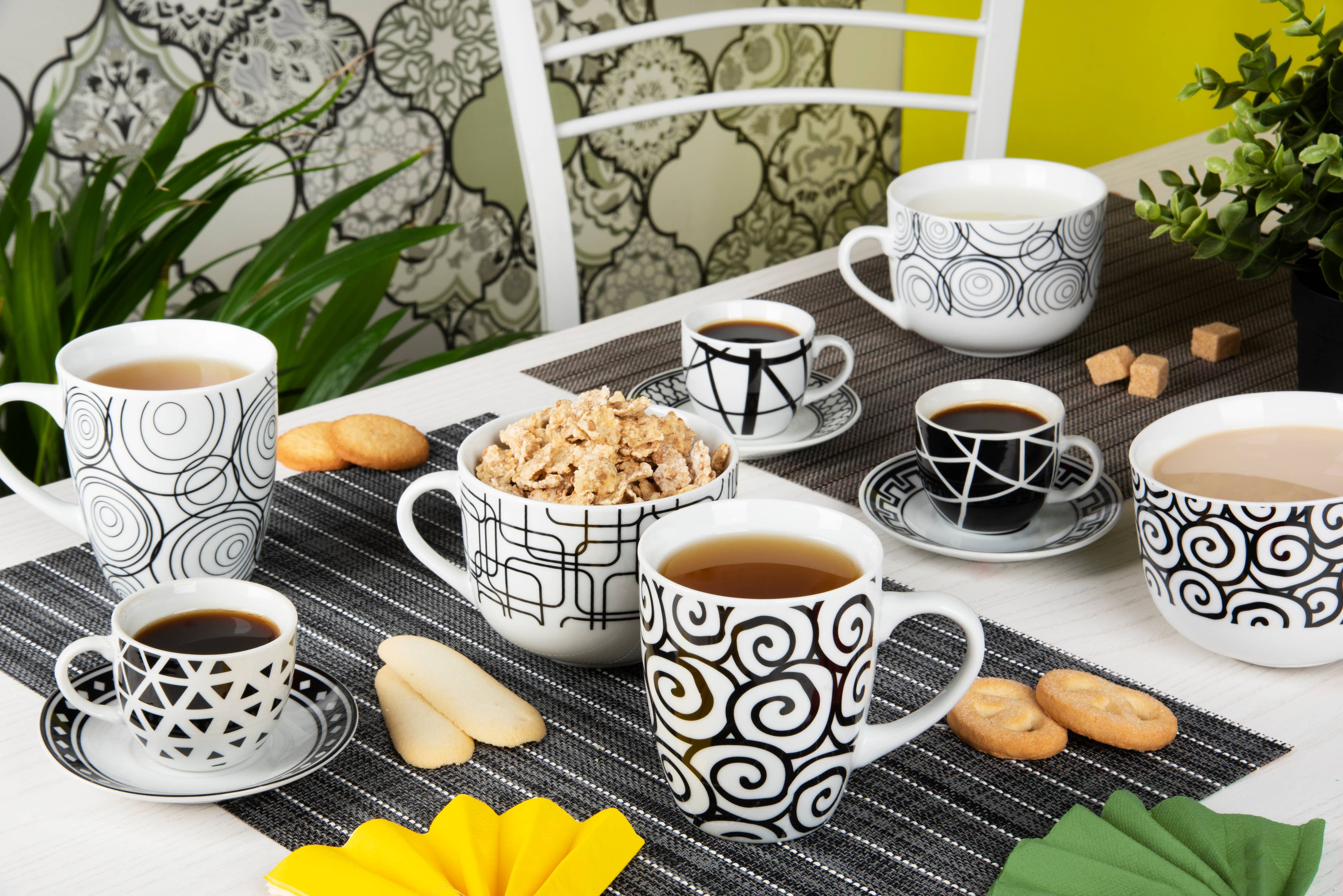 multicolour Set of 6 Emily Coffee Cups for wholesale on Faire6