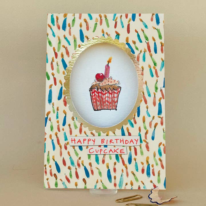 'Geburtstags-Cupcake' Grußkarte FP3635 für den Großhandel von Poet and Painter