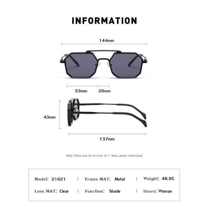 WoodWristCo - Wholesale Sunglasses - Women's - Steampunk Sunmmer Sunglasses Polygon Frame Sunglasses