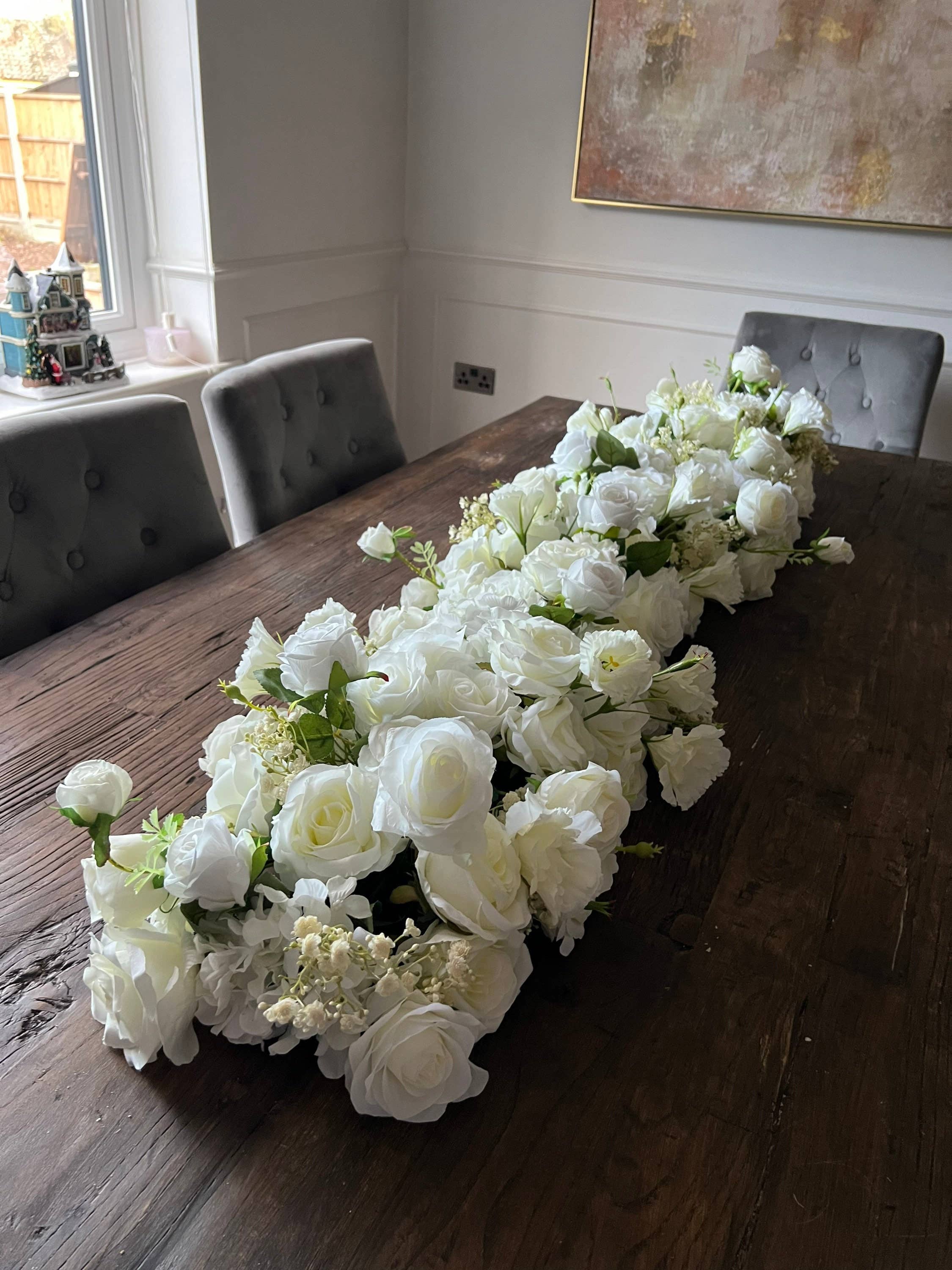 IVY CRUZ - Wholesale Bunting/Garland - Table Flower Garland, Bridal Table Garland, White Flower8