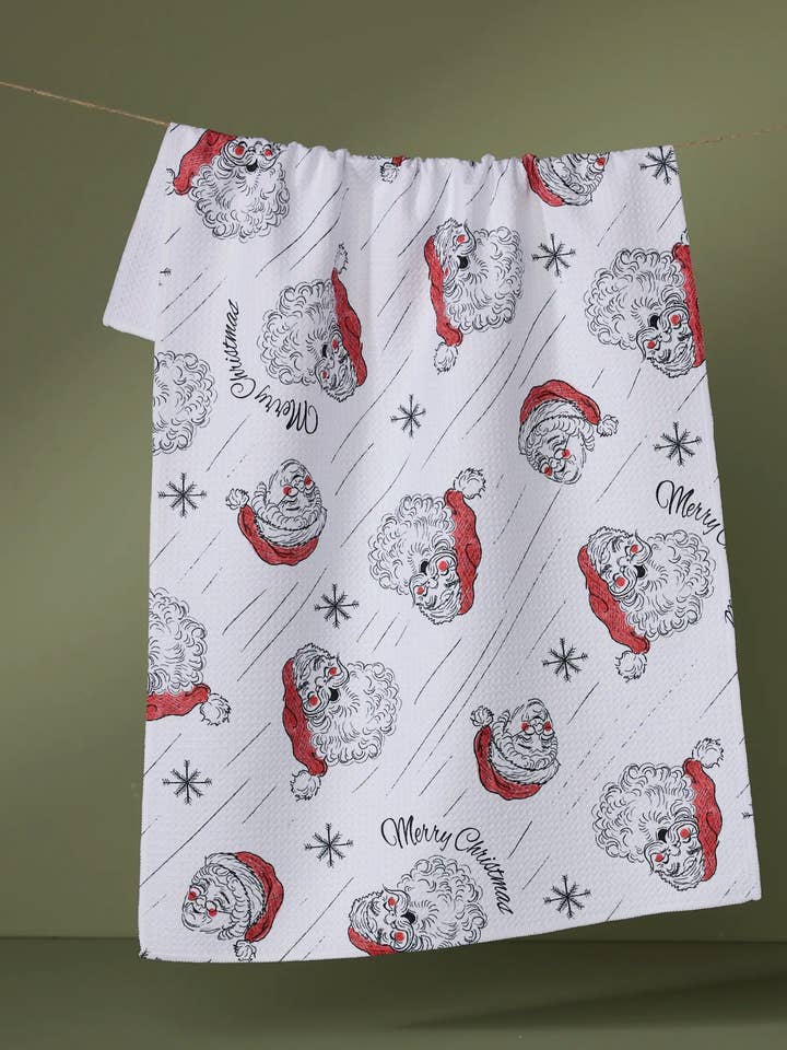 Pano de Cozinha de Natal da Família Claus por atacado de Geometry