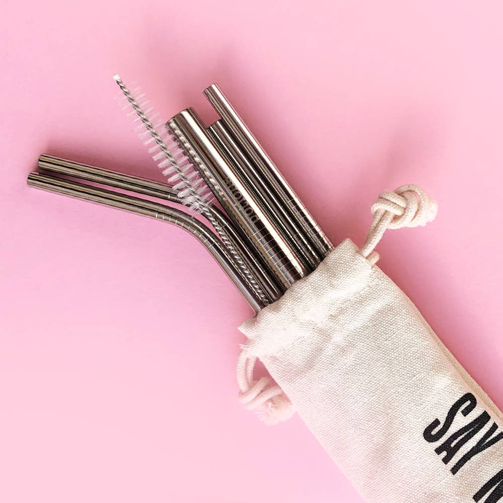 Potions BCN - Vente Paille - Pack Zero Waste de pailles en acier inoxydable + sac 0