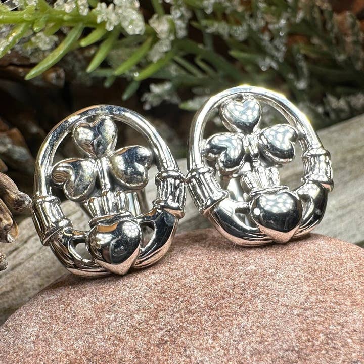 Fergal Claddagh sterlingsølv manchetknapper for engroshandel hos Celtic Crystal Designs Jewelry & Gifts