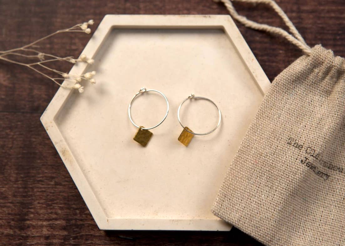 The Old Farmhouse Jewellery – wholesale Dangle earrings – Small Brass Earrings, sterling silver, brass charm, dainty2