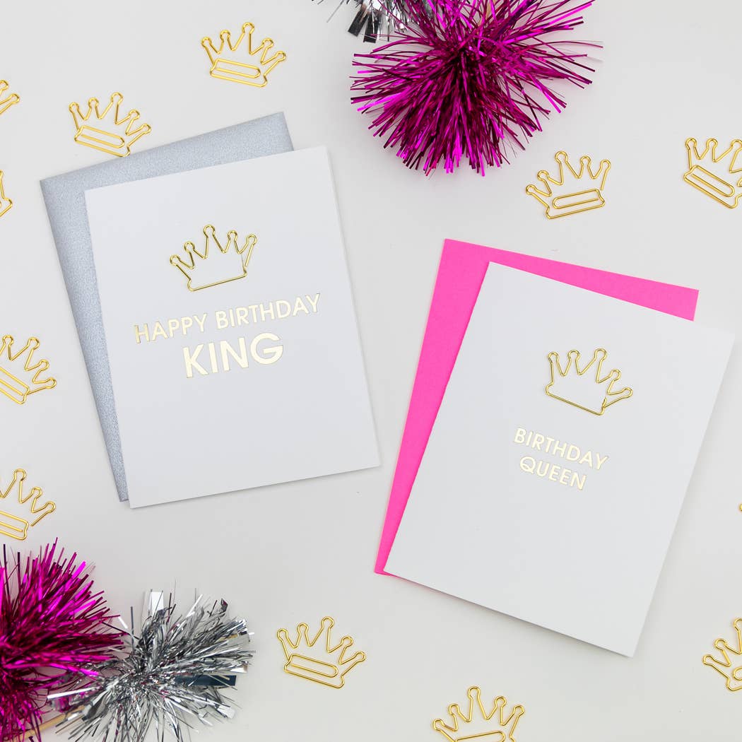 Chez Gagné - Wholesale Birthday Card - Birthday Queen - Crown Paper Clip Letterpress Card2