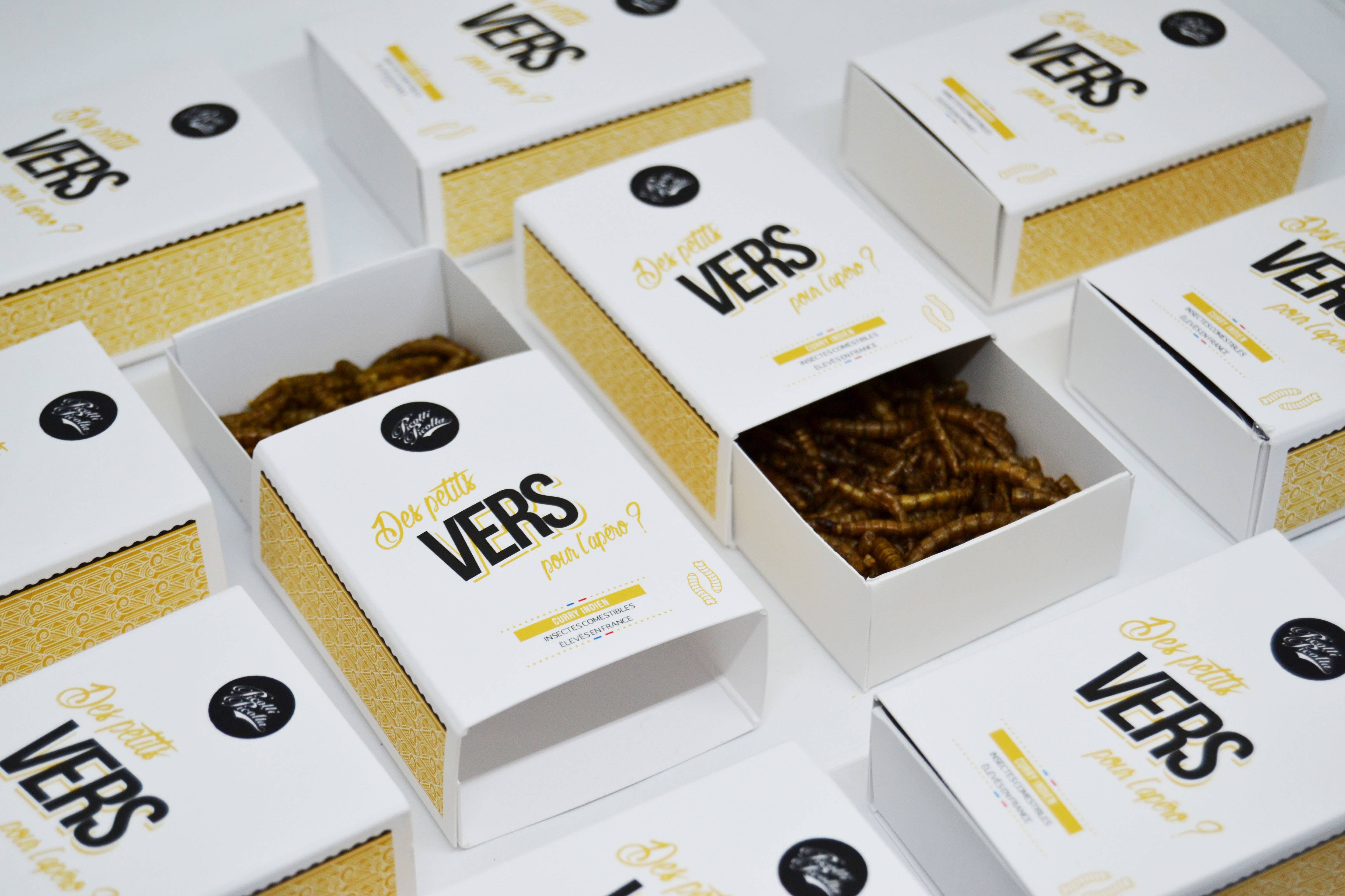 La cerise sur l'apéro – Crackers por atacado – Insetos comestíveis - Larvas ao curry1