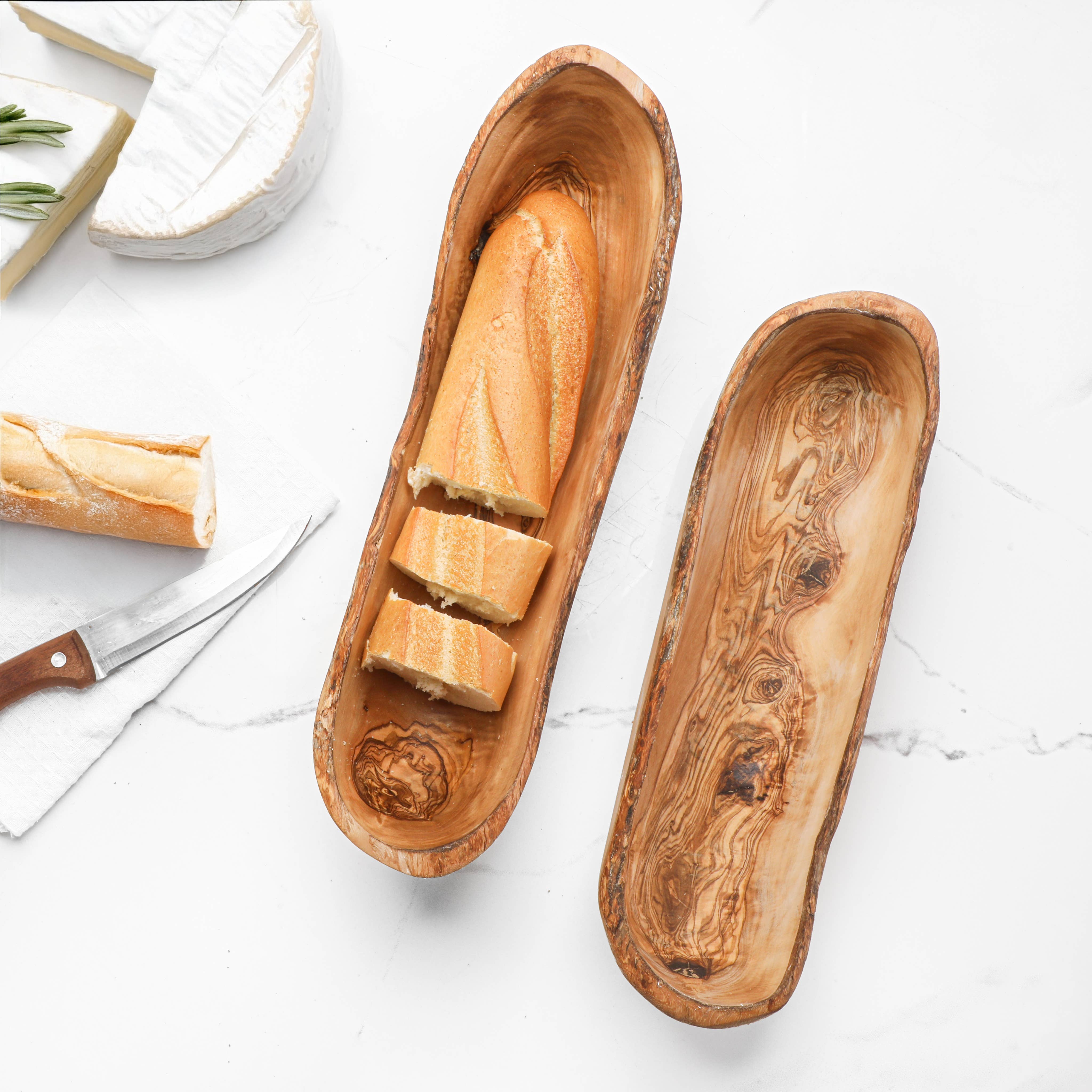 Krafts GmbH Olive Wood - Wholesale Bread Box - Handmade Olive Wood Bread Basket – Natural Rustic Bowl