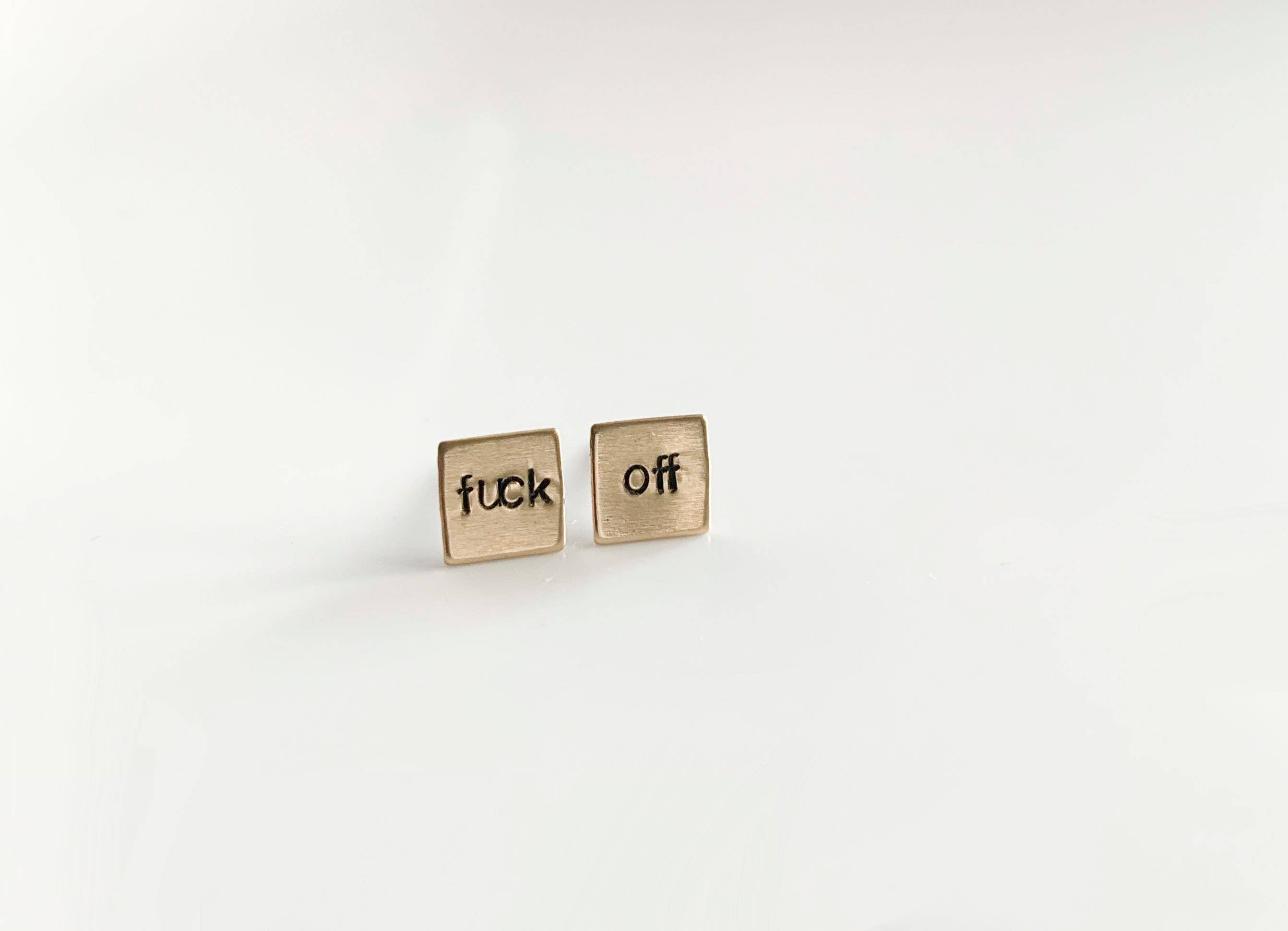 Grey Theory Mill - Wholesale Stud/Post Earrings - fuck off, square earrings1