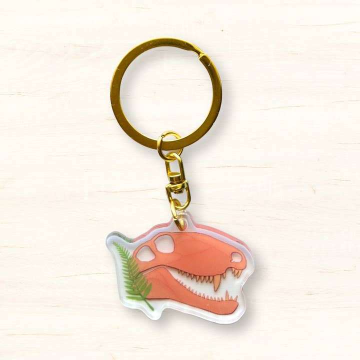 Pink Dimetrodon Acrylic Keychain for wholesale by Holly Simon
