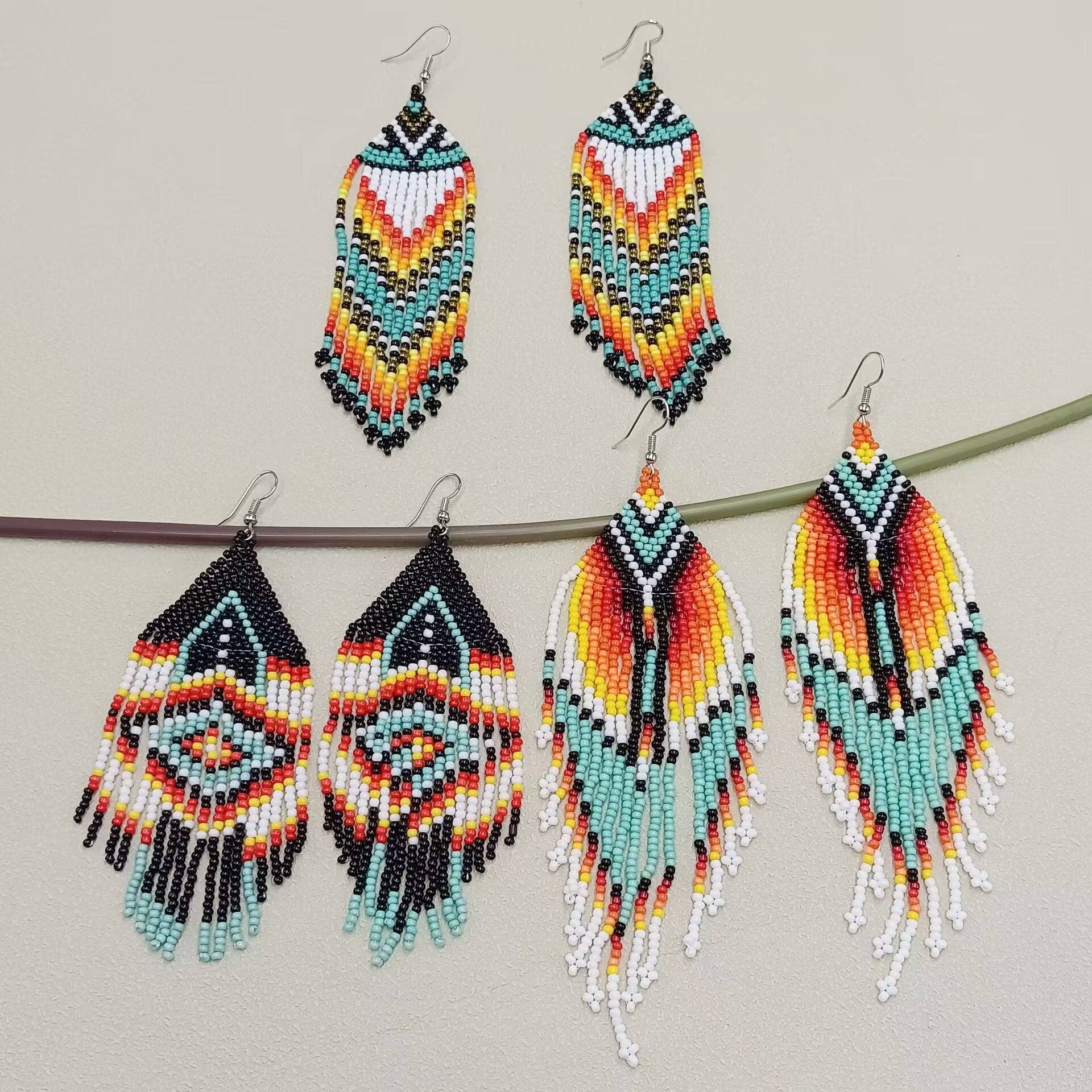 Mio Queena - Wholesale Tassel Earrings - Vintage Bohemian Style Seed Beads Fringe Earrings - BJ/SB4