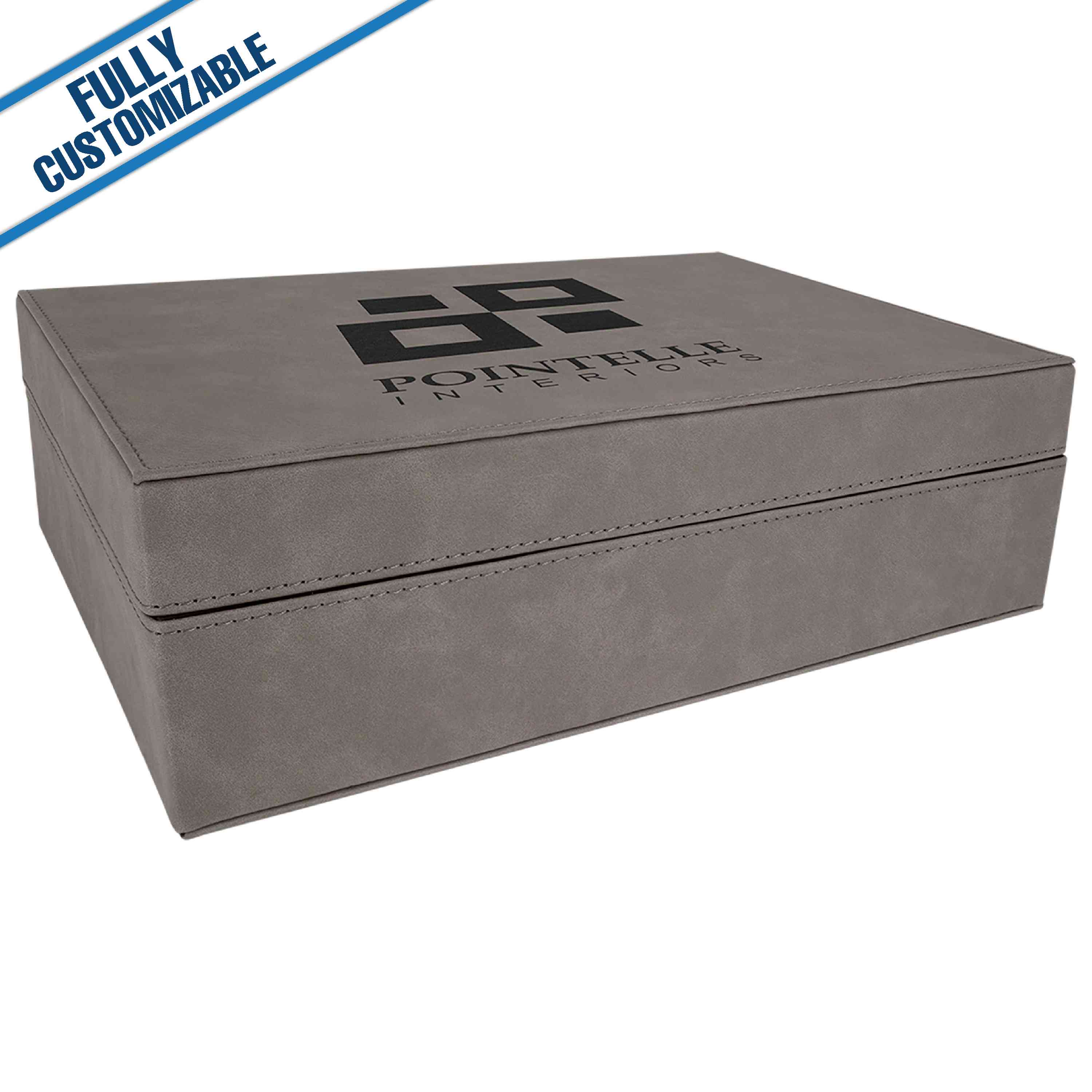 GiftWorksPlus - Wholesale Gift Box - Engraved Leatherette Rectangle Gift Box - Fully Customizable5