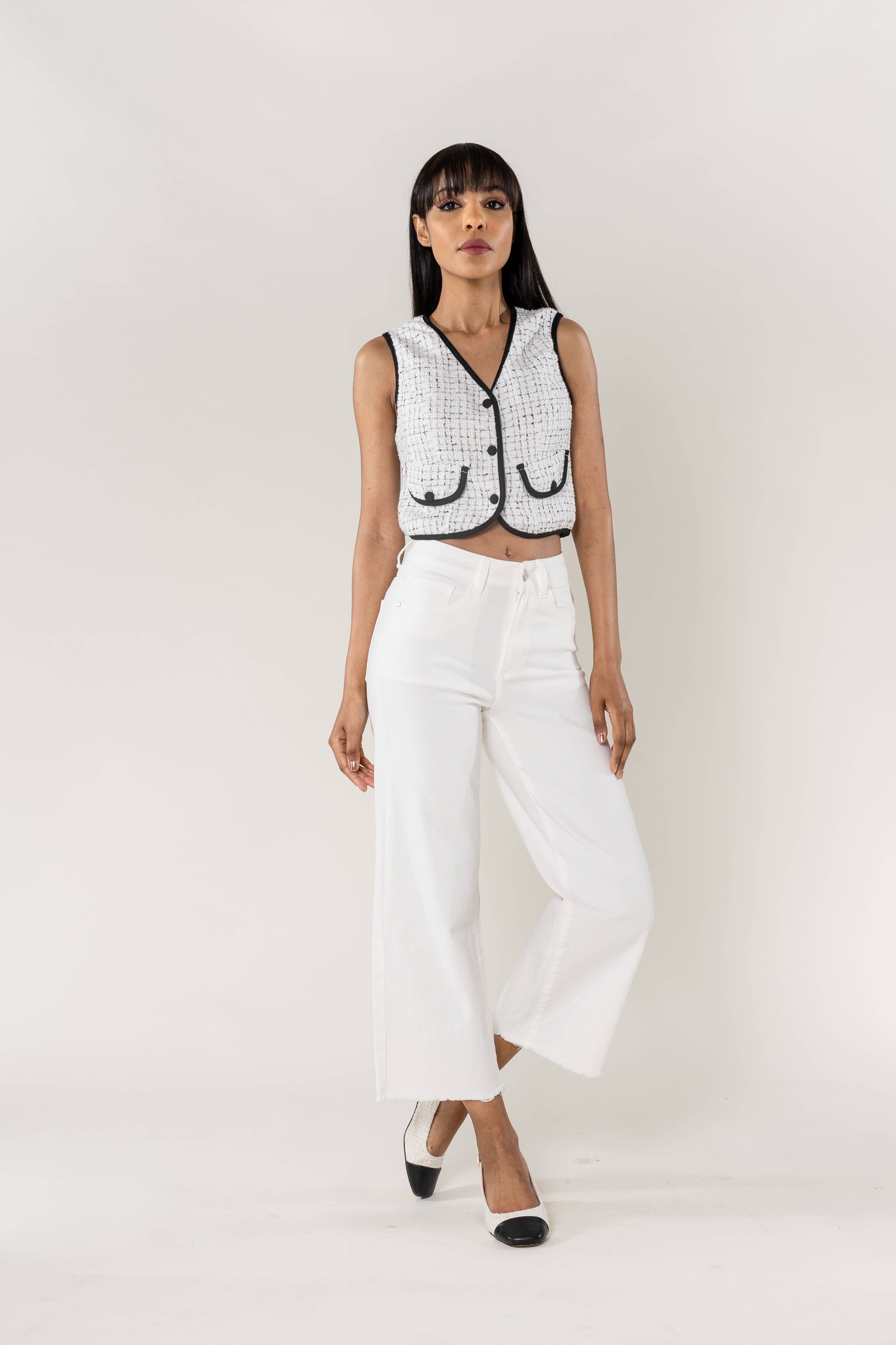 Nina Carter – Engroshandel Jeans - Dame – Nina Carter flare cropped jeans med frynset kant og stretch13