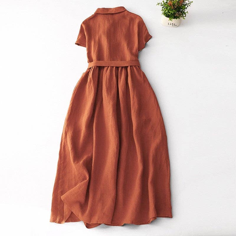 VUURSTEEN Effen kleur boho-stijl maxi-jurk met korte mouwen voor groothandel op Faire1