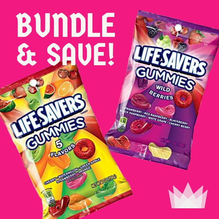 Lot de bonbons gélifiés Life Savers - 5 saveurs et baies sauvages (2) sachets de 198 g pour la vente par Shop The King