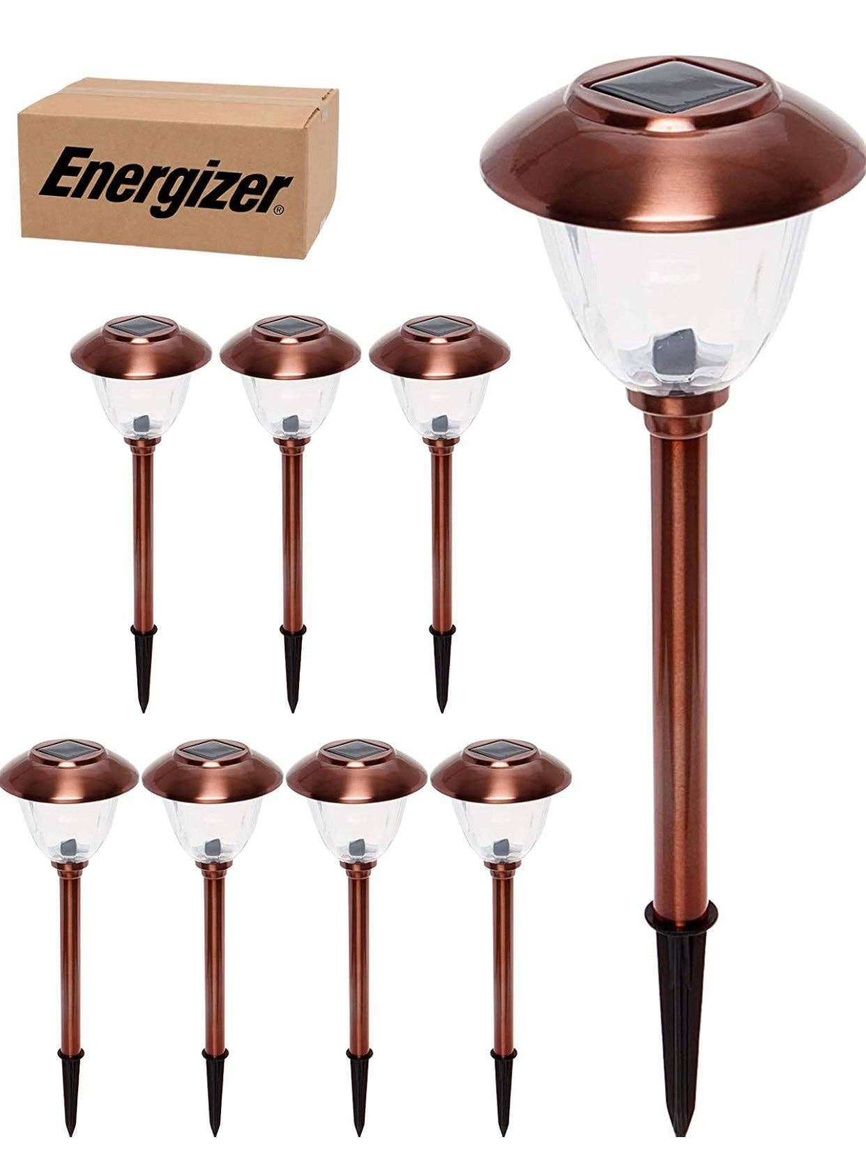 OutdoorSolarOutlet – wholesale Outdoor/lawn light – Energizer 8 Pack Solar Pathway LED Lights Outdoor-Stainless Steel 15 Lumen16