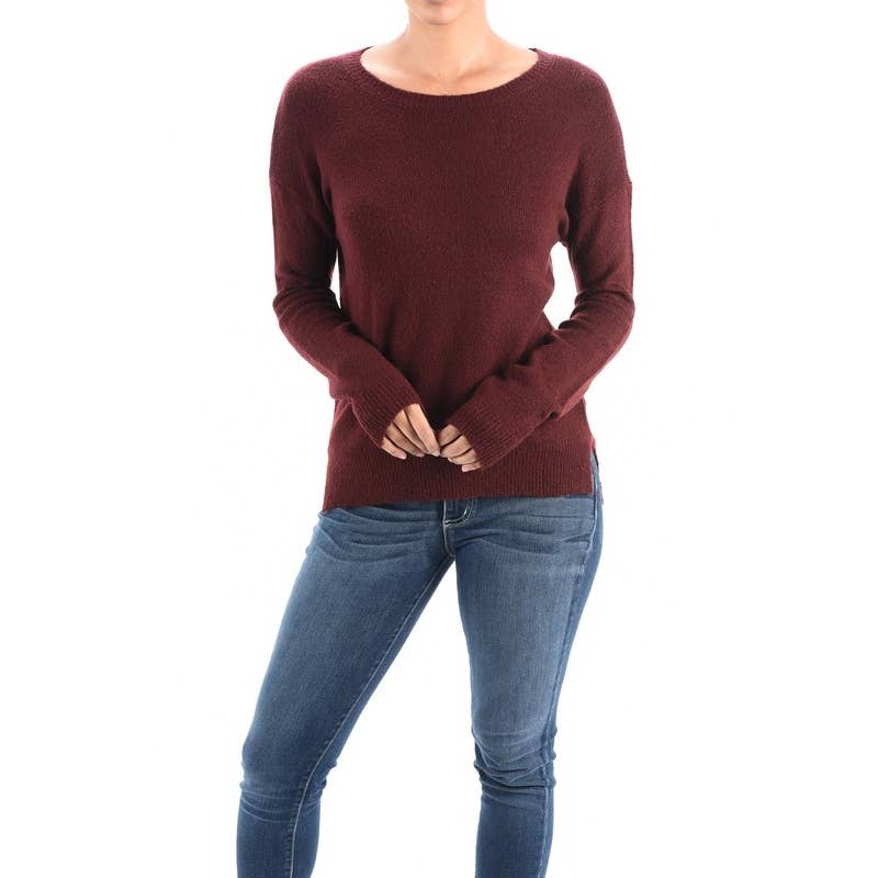 Mak – wholesale Pullovertröja - Dam – Crewneck stickad tröja med sidoslits MK801529