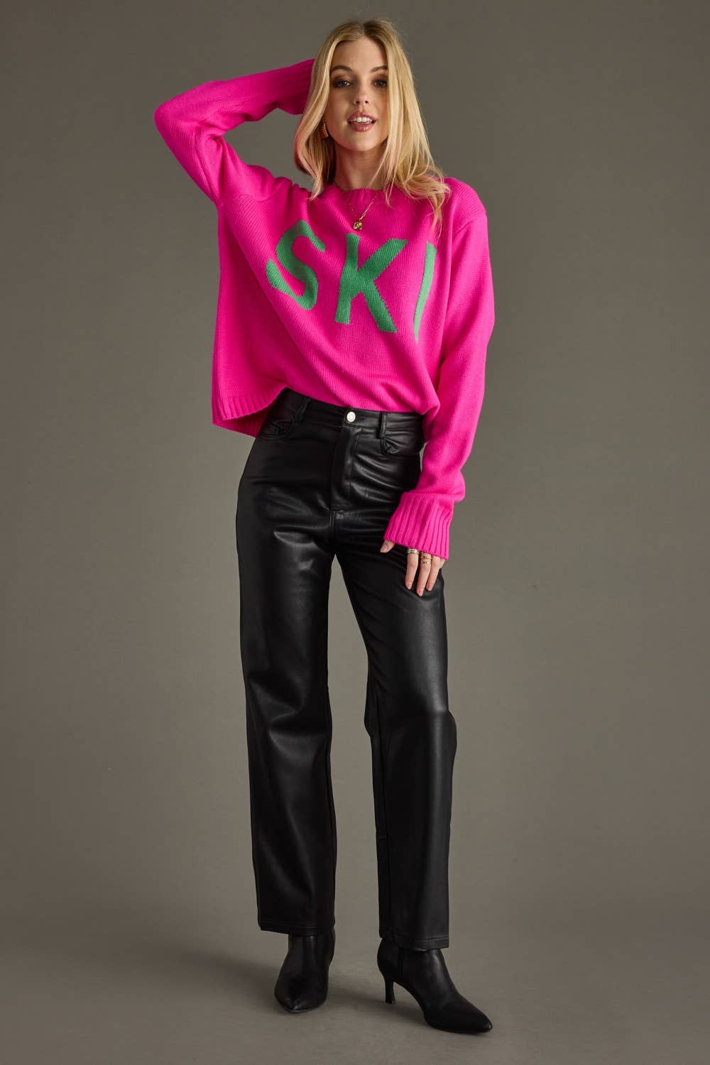 Panache Apparel Co. - Wholesale Knit Sweater - Women's - Bright Pink Ski Sweater2