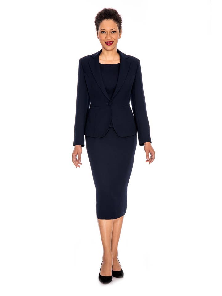 3pc Basic Notch Krage 1-knapp kjol Suit-Plus för wholesale av Giovanna
