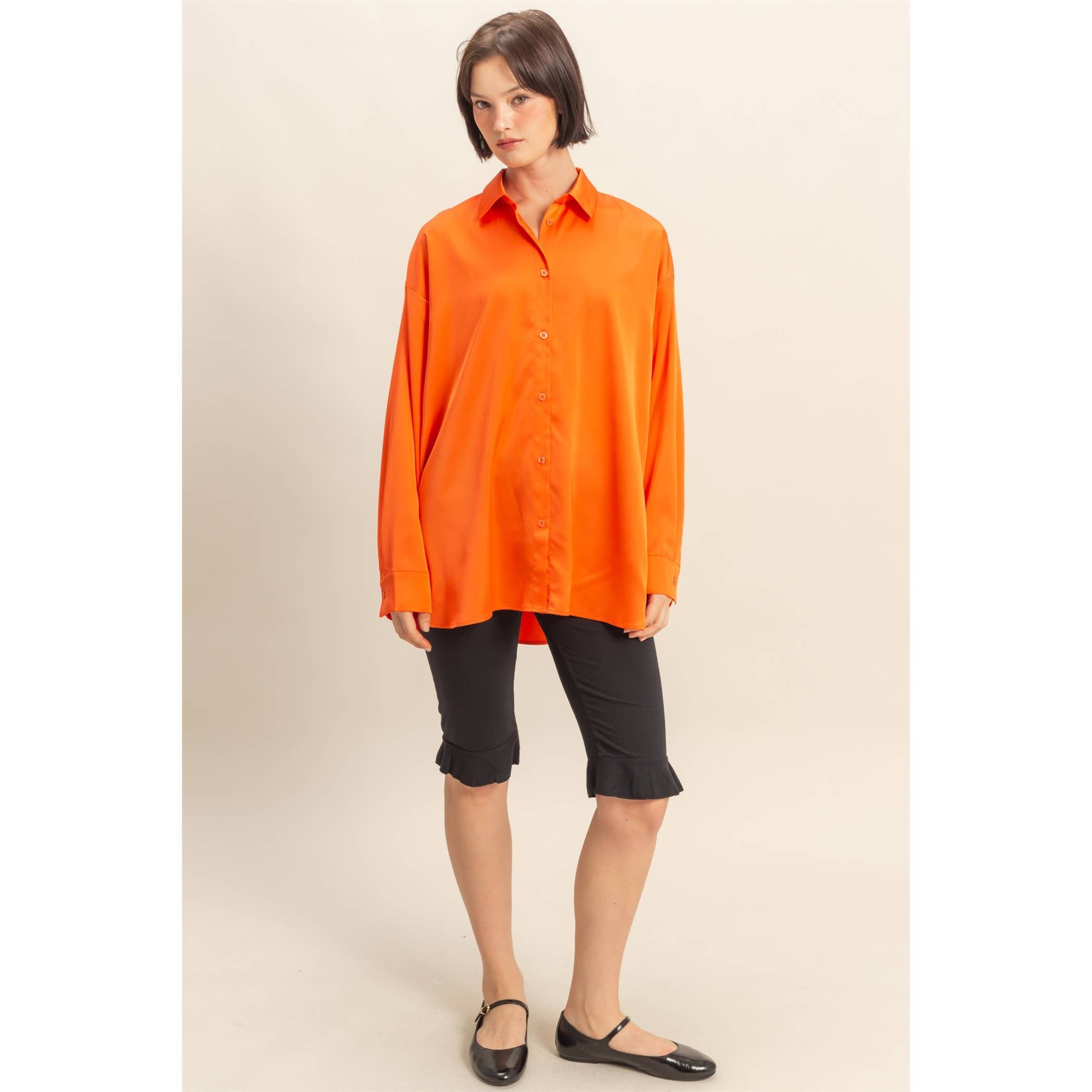 HYFVE - Venta al por mayor Blusa - Mujer - Camisa de satén de manga larga y corte holgado10