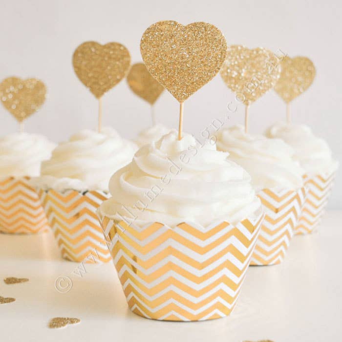 Illume Partyware - Wholesale Cupcake/muffin liner - Chevron Gold Cupcake Wrappers- Pack of 123