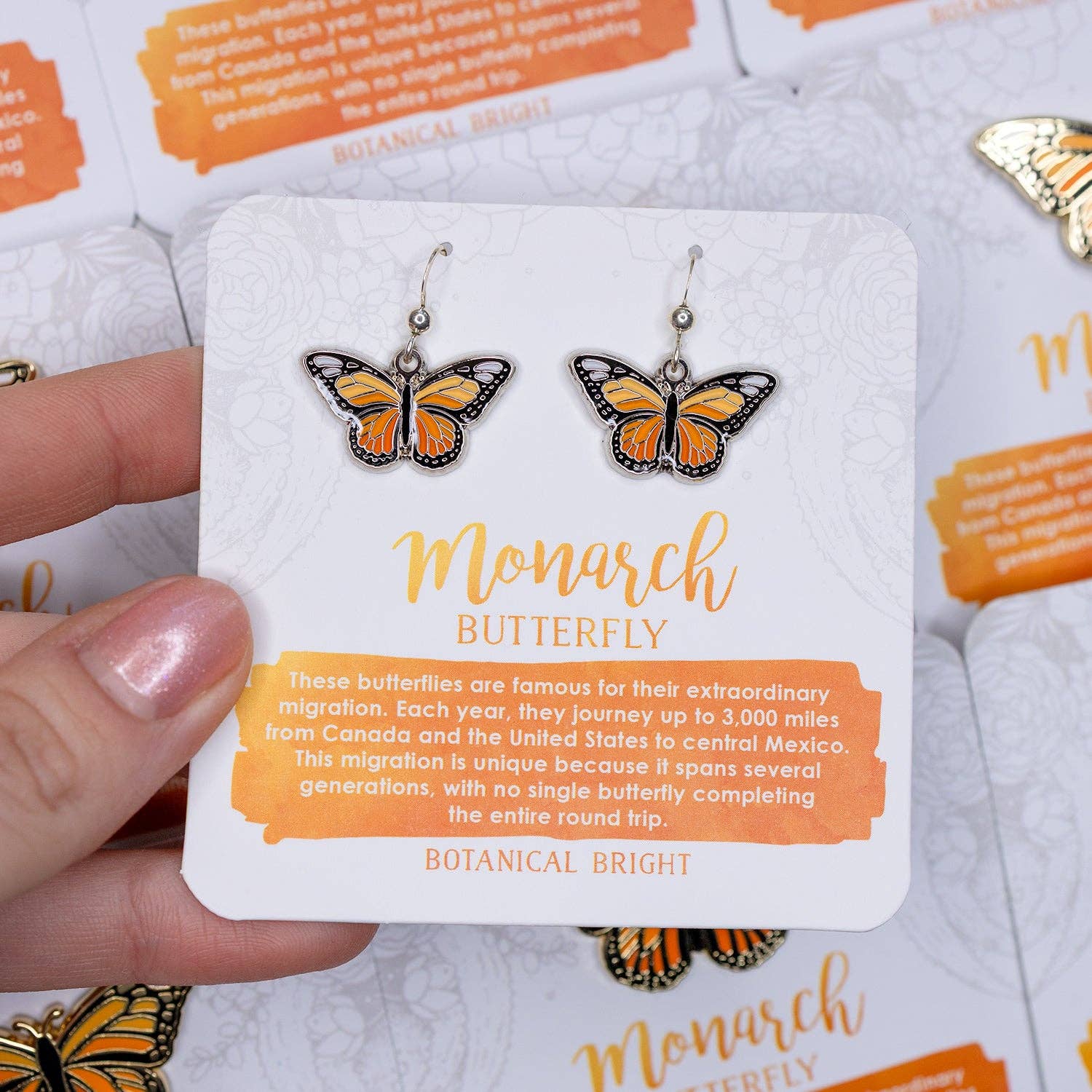 Botanical Bright – wholesale Dangle earrings – Monarch Butterfly Earrings1