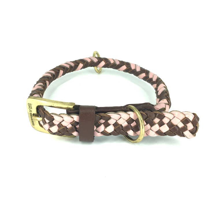 Maxiflet Halsbånd Cognac/Lyserød for engroshandel hos LEATHER by beth