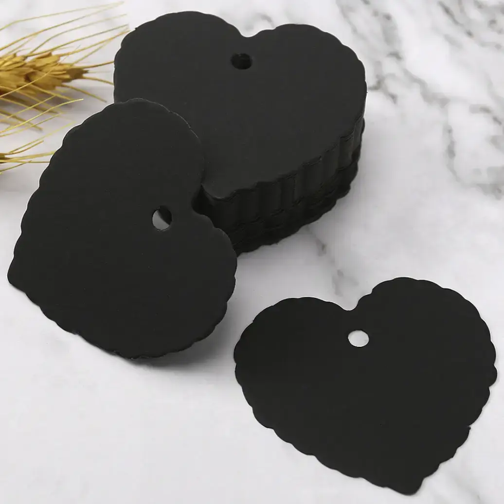 ByHome - Wholesale Gift Tag - 100pcs, 2.4x2" white black heart LOVE blank kraft paper tag 0
