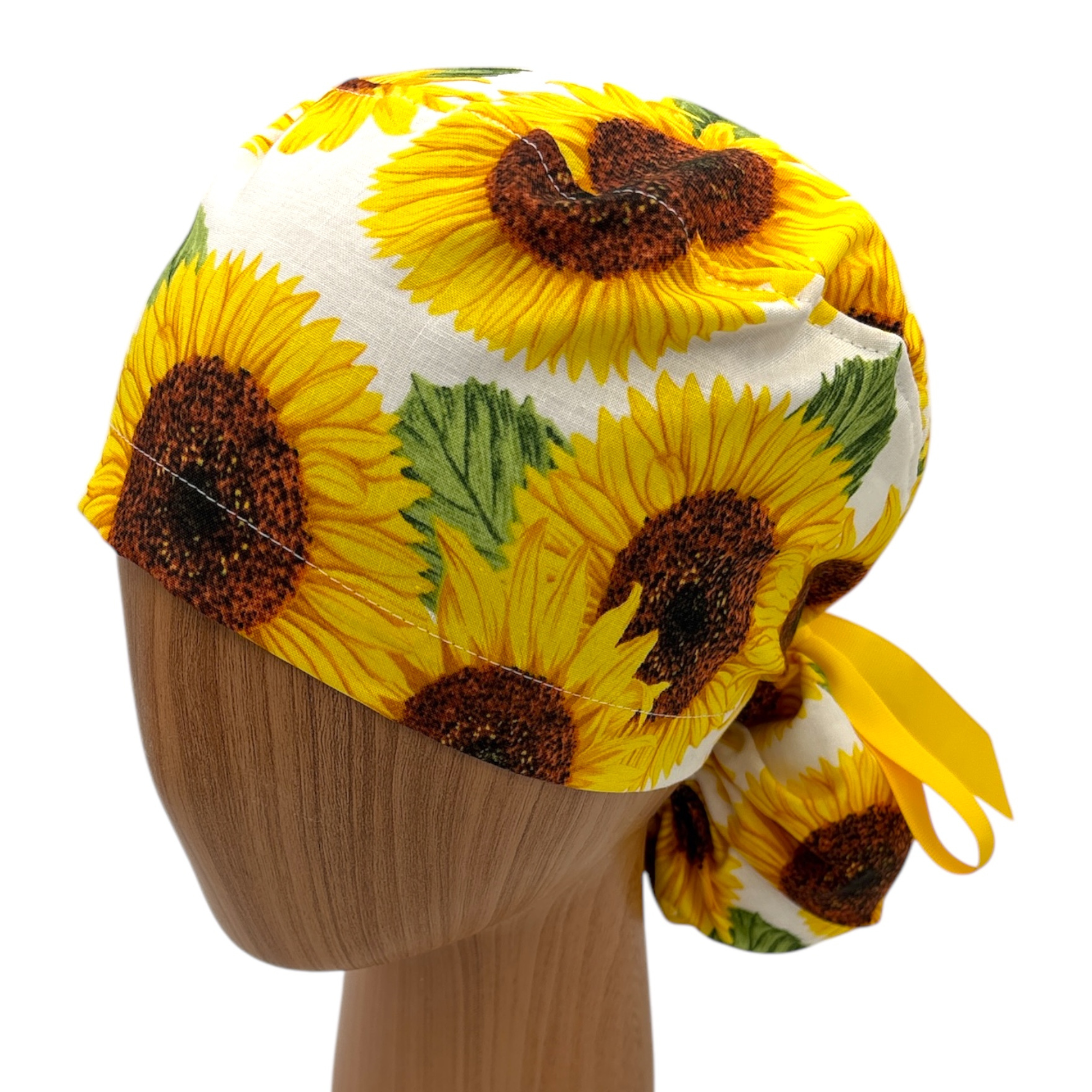 SewingLabPlus - Wholesale Healthcare Uniform - Women's - Summer Sunflower Ponytail Scrub Cap2
