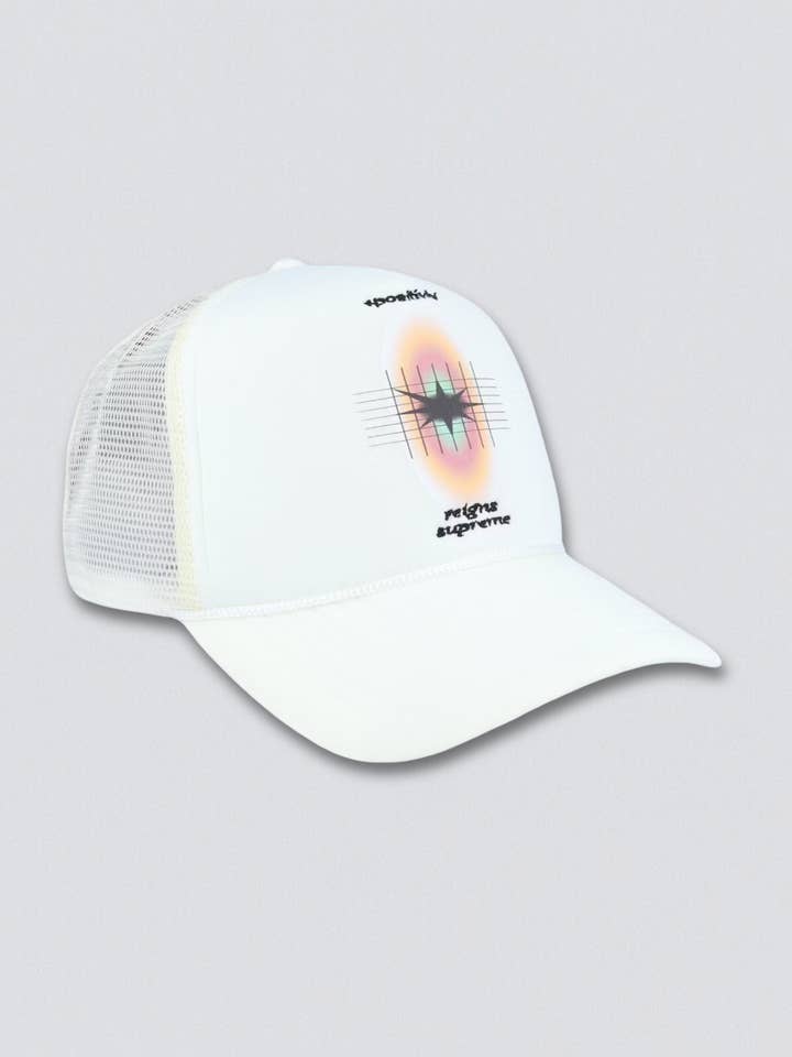 Casquette de camionneur Positivity Reigns Supreme pour la vente par Coney Island Picnic