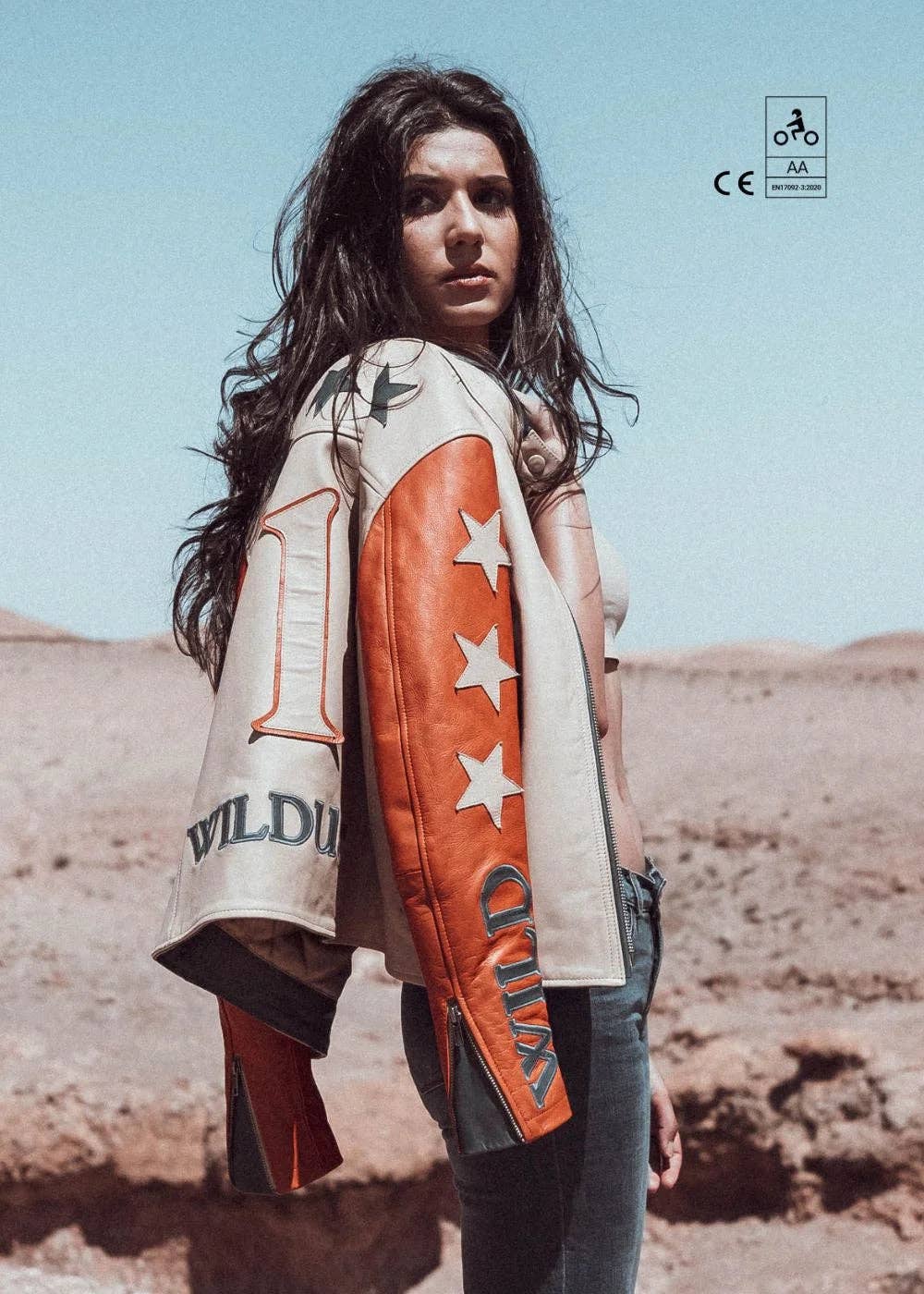 WILDUST - Wholesale Leather Jacket - Women's - STARS & STRIPES JACKET - BRICK6