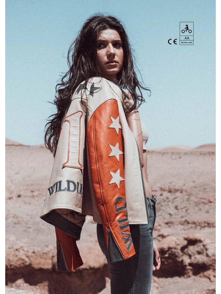 WILDUST - Wholesale Leather Jacket - Women's - STARS & STRIPES JACKET - BRICK6