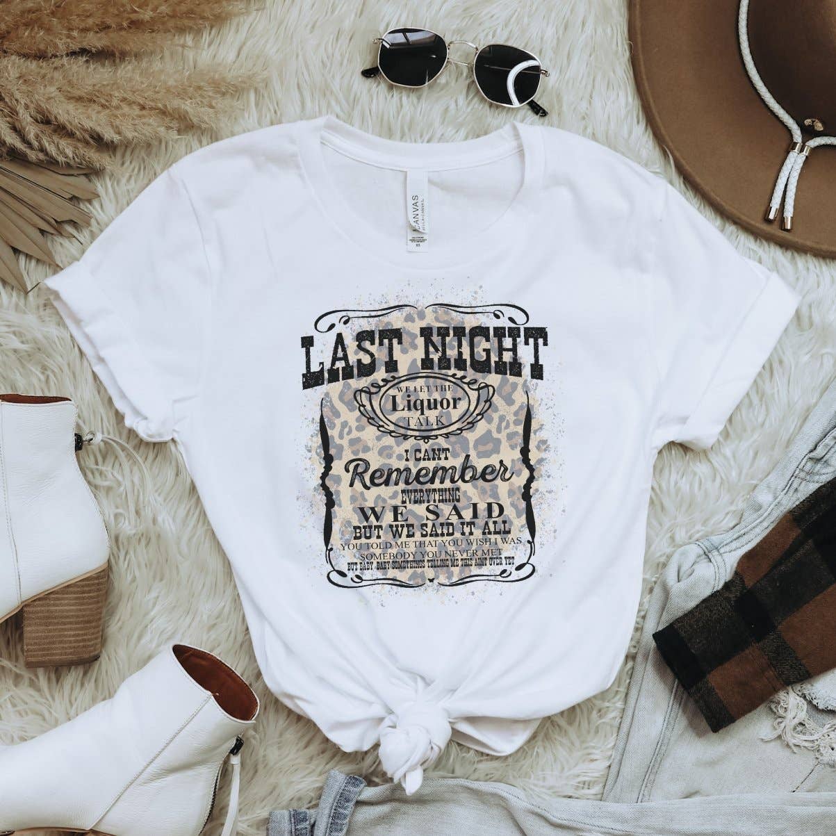Trendznmore - Modern Graphic Apparel - Wholesale Screen Printed T-Shirt - Women's - Last Night Country Western T-Shirt0