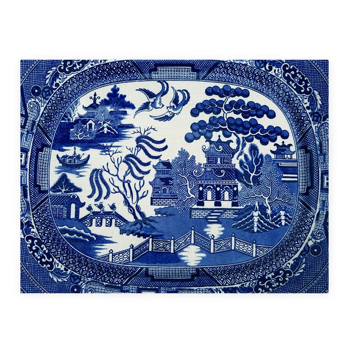 Blue Willow Linen Placemats for wholesale by Marye-Kelley