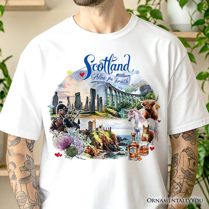 White Enchanting Scotland Christmas T-Shirt, Celtic Culture for wholesale on Faire4
